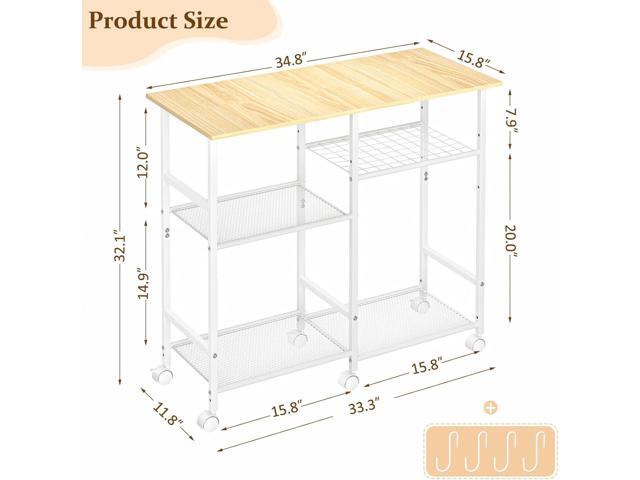 Kitchen Microwave Cart, Microwave Stand with Adjustable Shelf, Coffee Bar Stand Kitchen Baker's Rack with Wheels Rolling Storage Cart Organizer...