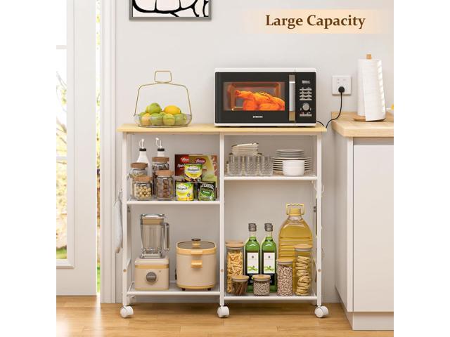 Kitchen Microwave Cart, Microwave Stand with Adjustable Shelf, Coffee Bar Stand Kitchen Baker's Rack with Wheels Rolling Storage Cart Organizer...
