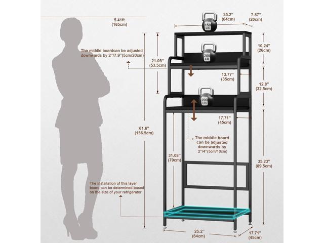 4-Tier Mini Fridge Stand with Storage,Mini Fridge Cabinet with Storage,Microwave Stand,Bakers Rack,Microwave Oven Stand with Storage,Mini Fridge...