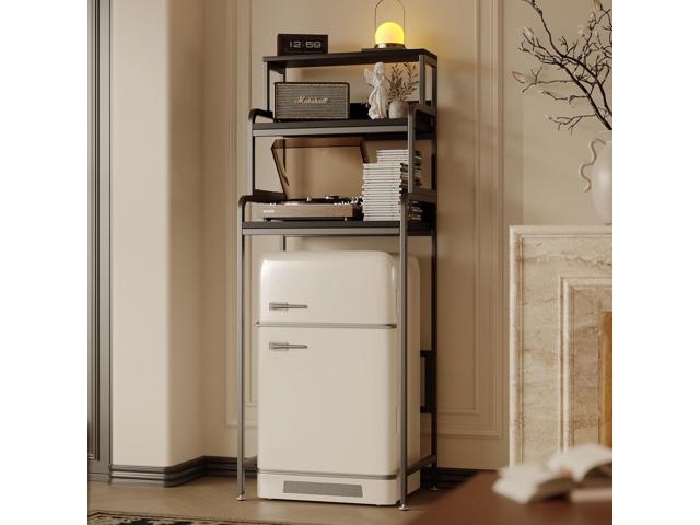 4-Tier Mini Fridge Stand with Storage,Mini Fridge Cabinet with Storage,Microwave Stand,Bakers Rack,Microwave Oven Stand with Storage,Mini Fridge...