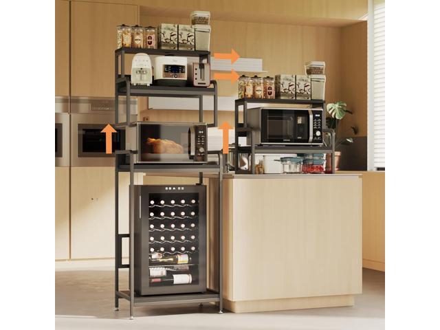 4-Tier Mini Fridge Stand with Storage,Mini Fridge Cabinet with Storage,Microwave Stand,Bakers Rack,Microwave Oven Stand with Storage,Mini Fridge...