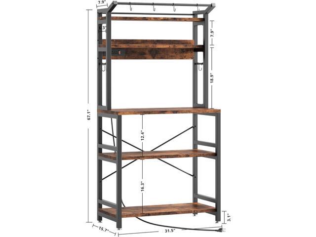 IRONCK Bakers Rack with Power Outlet, Microwave Stand with Storage, Coffee bar with 9 Hooks, 5 Tier Large Storage Capacity and Strong Metal...