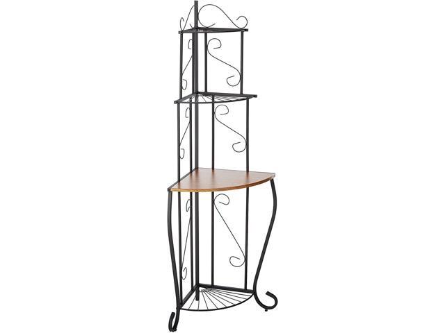 Kings Brand Furniture Black / Walnut Kitchen Storage Corner Bakers Rack