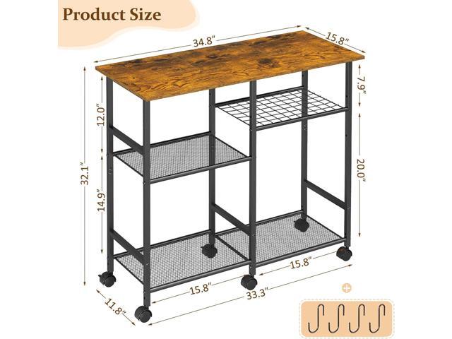 Kitchen Microwave Cart, Microwave Stand with Adjustable Shelf, Coffee Bar Stand Kitchen Baker's Rack with Wheels Rolling Storage Cart Organizer...