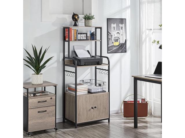 Topeakmart Kitchen Baker's Rack with Storage Shelves, 4-Tier Microwave Stand with 8 Hooks and Cabinet, 59'' Height Kitchen Shelves for Spices, Pots...