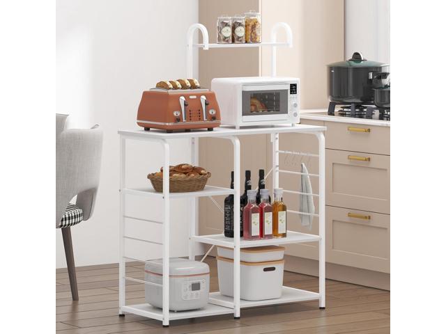 SogesHome Microwave Carts Microwave Stand Kitchen Baker's Rack Workstation with Storage Shelf, White