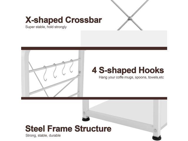 SogesHome Microwave Carts Microwave Stand Kitchen Baker's Rack Workstation with Storage Shelf, White