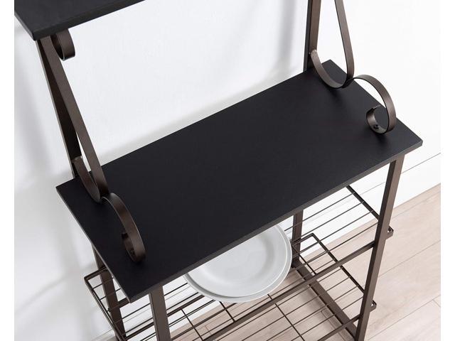 Kings Brand Furniture - Covington Metal Kitchen Shelves Bakers Rack Microwave Stand, Pewter