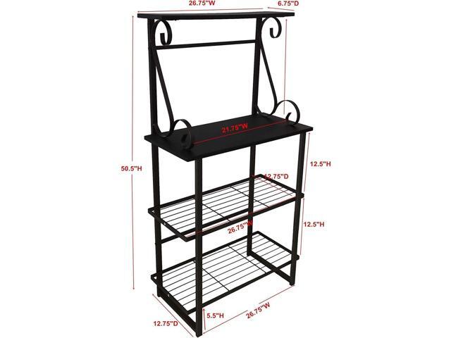 Kings Brand Furniture - Covington Metal Kitchen Shelves Bakers Rack Microwave Stand, Pewter