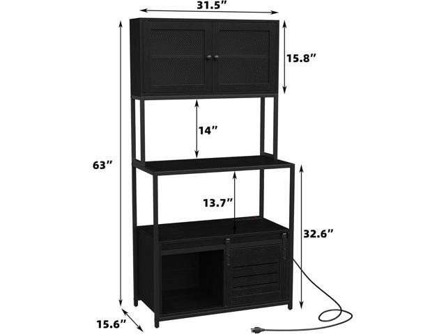 Furniouse 6-Tier Kitchen Bakers Rack with Power Outlet, Industrial Microwave Oven Stand with Shelves, Kitchen Utility Storage Shelf with Cabinet,...