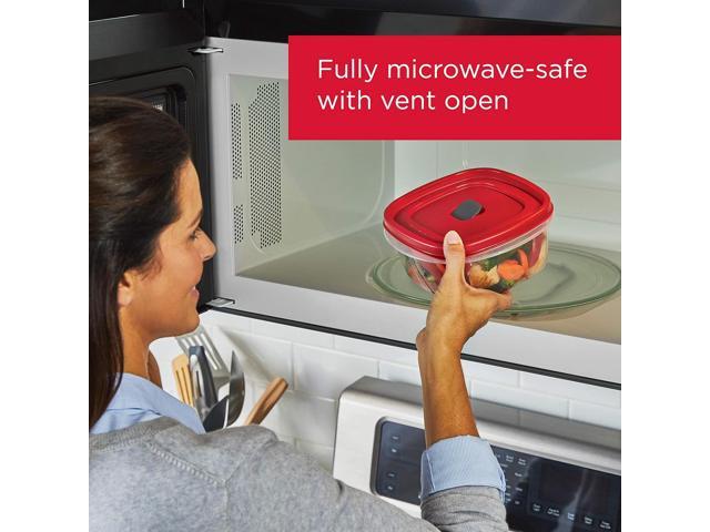 Rubbermaid 16-Piece BPA-Free Plastic Food Storage Set, Red Vented Lids - Microwave, Dishwasher Safe: Perfect for Meal Prep, Leftovers, and Kitchen...