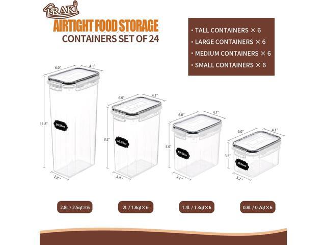 PRAKI Airtight Food Storage Containers Set with Lids - 24 PCS, BPA Free Kitchen and Pantry Organization, Plastic Leak-proof Canisters for Cereal...