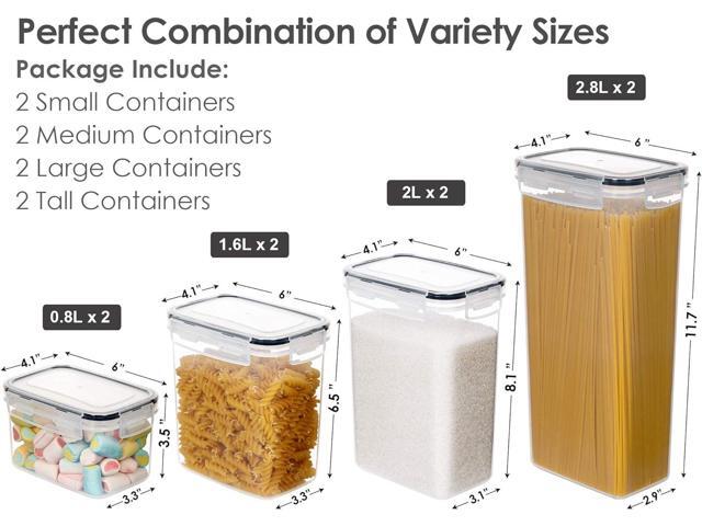 CHEFSTORY Airtight Food Storage Containers with Lids, 8 PCS Plastic Storage Canisters for Kitchen & Pantry Organization,Dry Food Canisters for...