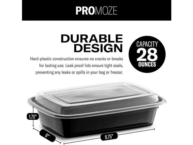 50-Pack Reusable Meal Prep Containers Microwave Safe Food Storage Containers with Lids, 28 oz - 1 Compartment Take Out Disposable Plastic Bento...