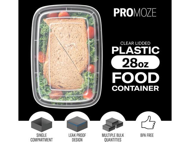 50-Pack Reusable Meal Prep Containers Microwave Safe Food Storage Containers with Lids, 28 oz - 1 Compartment Take Out Disposable Plastic Bento...
