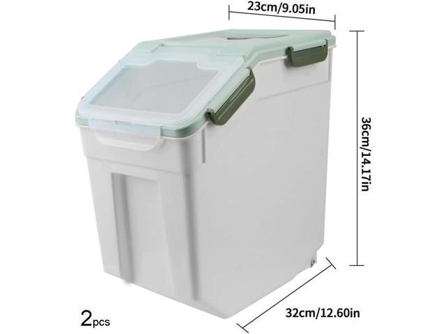 YXQ 25LB Large Flour Storage Container Bin,2 Pack Airtight Plastic with Wheels Seal Locking Lid Dispenser Organizer Storage Bin with Measuring Cup...