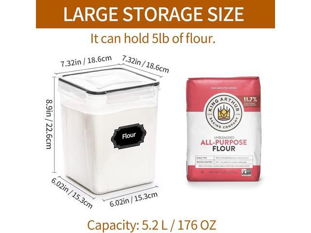 4 Pack Large Airtight Food Storage Containers with Lids (5.2L / 176oz), BPA Free Plastic Kitchen and Pantry Organization Contianers for Cereal...