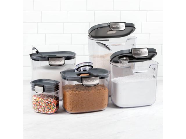 ProKeeper+ 9-Piece Airtight Food Storage Container Set Clear Plastic Flour and Sugar Canister Set with Magnetic Accessories for Kitchen...