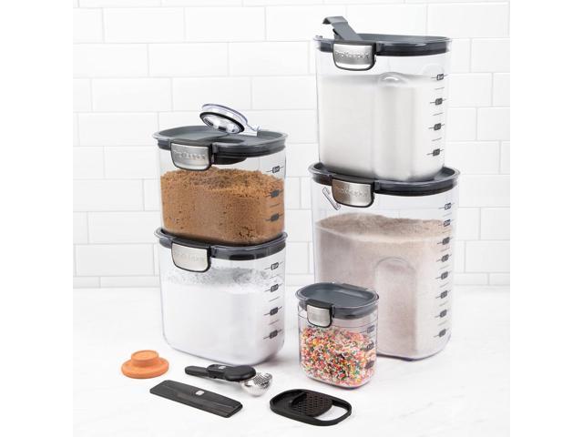 ProKeeper+ 9-Piece Airtight Food Storage Container Set Clear Plastic Flour and Sugar Canister Set with Magnetic Accessories for Kitchen...