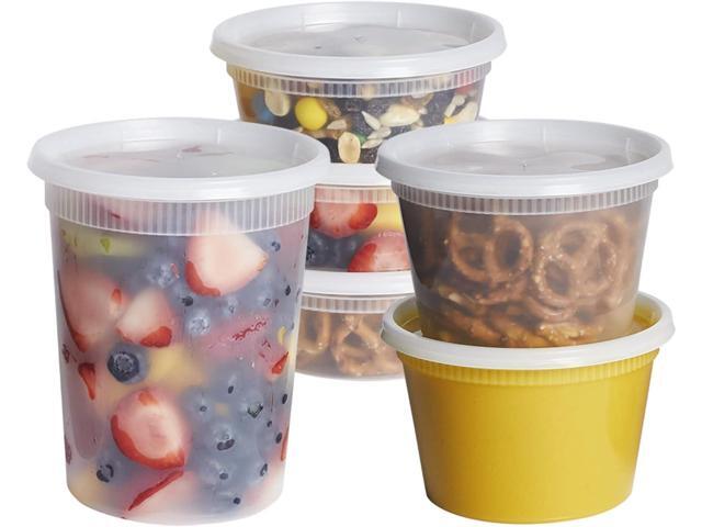 GUSTO To Go Food Containers with Lids [8 oz, 16 oz, 32 oz - 48 Count] - Deli Plastic Food Storage Containers with Lids for Meal Prep, Leftovers,...