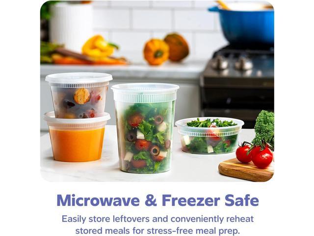 GUSTO To Go Food Containers with Lids [8 oz, 16 oz, 32 oz - 48 Count] - Deli Plastic Food Storage Containers with Lids for Meal Prep, Leftovers,...