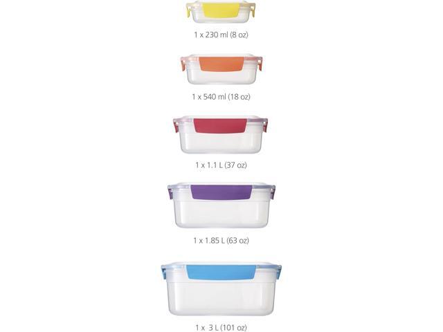 Joseph Joseph Nest Lock Plastic BPA Free Food Storage Container Set with Lockable Airtight Leakproof Lids, 10-Piece, Multi-Color