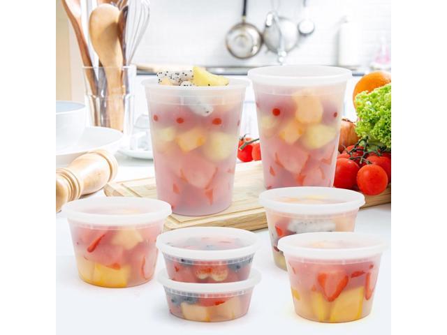 Deli Containers With Lids 48 Sets - Disposable Soup Container 8oz, 16oz, 32oz - Plastic Food Storage, Leakproof, BPA Free,...