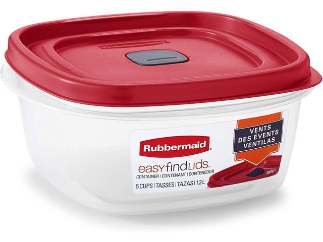 Rubbermaid Easy Find Lid Square 5-Cup Food Storage Container (Pack of 3), Red (Vented)