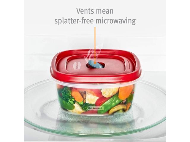 Rubbermaid Easy Find Lid Square 5-Cup Food Storage Container (Pack of 3), Red (Vented)