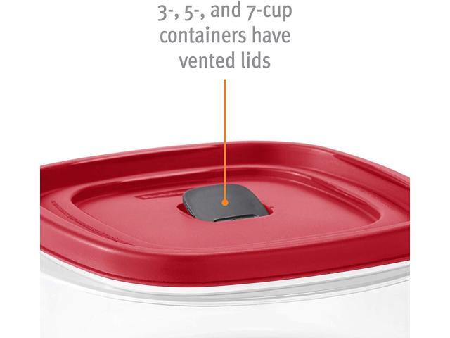 Rubbermaid Easy Find Lid Square 5-Cup Food Storage Container (Pack of 3), Red (Vented)