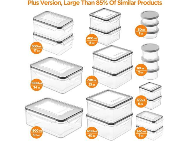 40 PCS Food Storage Containers with Lids Airtight, 100% Leakproof Plastic Meal-Prep Containers Reusable(20 Containers & 20 Lids),Microwave and...