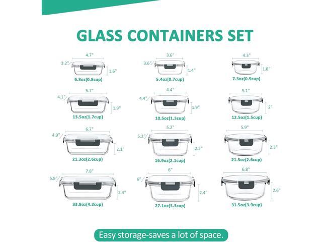 24 Pieces Glass Food Storage Containers Set,Glass Meal Prep Containers-Stackable Airtight Glass Storage Containers with lids,Freezer, Microwave,...