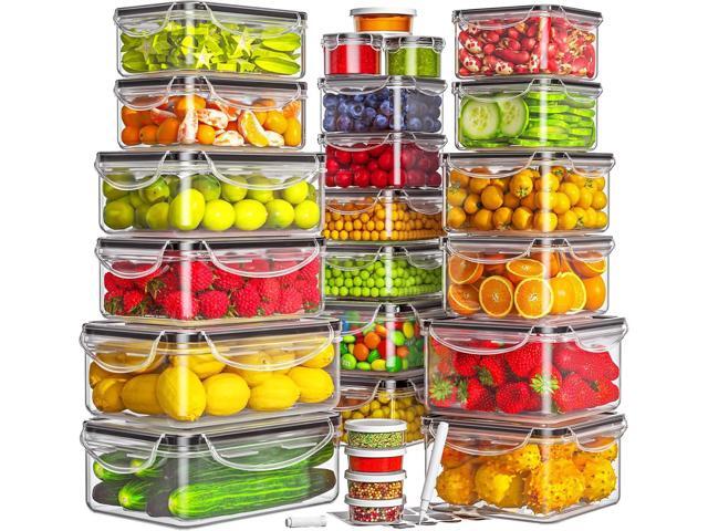 50-Piece Food Storage Containers with Lids (25 Containers & 25 Lids), Airtight Reusable Meal Prep Containers for Lunch, Plastic Kitchen Storage...