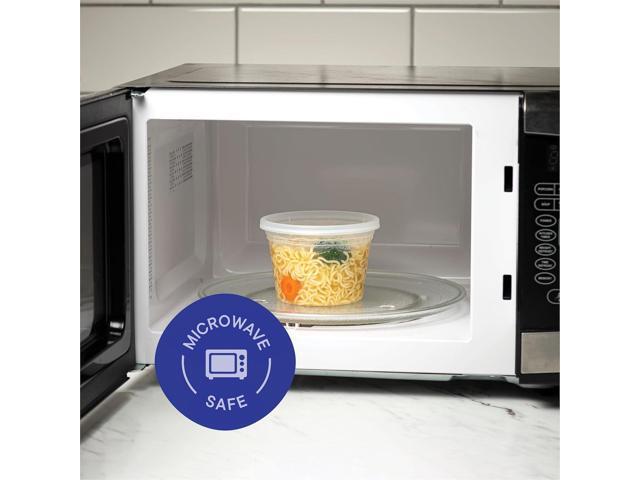Deli Containers with Lids [48 Sets - 16 oz.] Pint Plastic Soup Container - Disposable Deli Food Storage Containers with Airtight Lids for Freezer &...