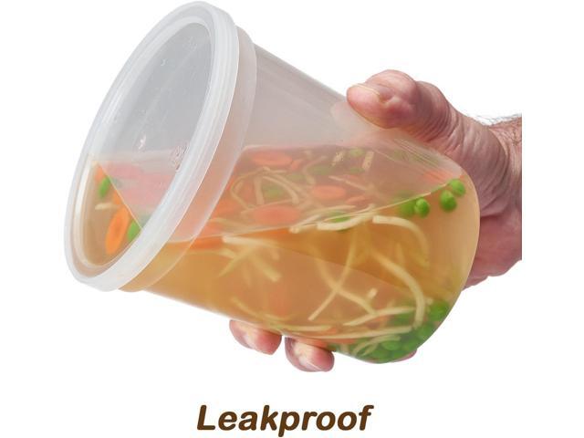 DuraHome - Deli food Storage Containers with Lids 32 oz, Quart Pack of 24 Leak-proof Freezer Safe Microwaveable Soup Storage Container - Clear...
