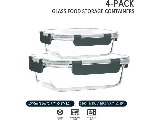 M MCIRCO [80 oz & 36 oz Extra Large Glass Food Storage/Baking Containers Set with Lids, 2 Pack 80 oz(10 cup)&2 Pack 36 oz (4.5 cup) Airtight Glass...