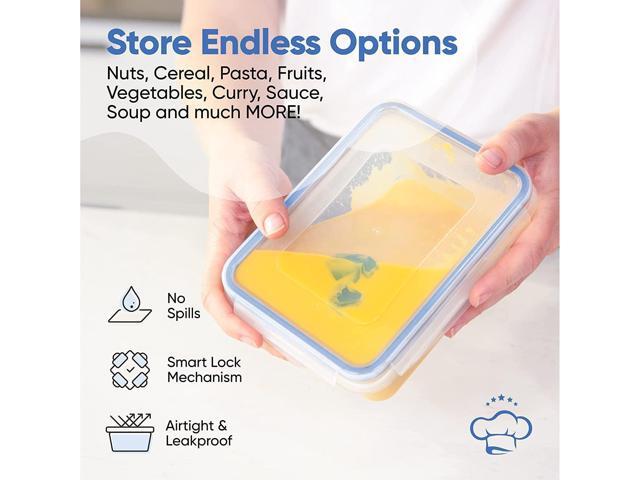 Chef's Path 32 Piece Airtight Food Storage Containers with Royal Blue Easy Snap Lids, 16 Containers and Lids, Stackable Kitchen and Pantry...