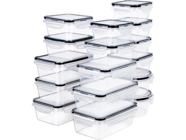 32 Piece Food Storage Container with Lids (16 Containers + 16 Lids) - Plastic Food Containers with Lid, Airtight Leak Proof Snap Lock, BPA Free...