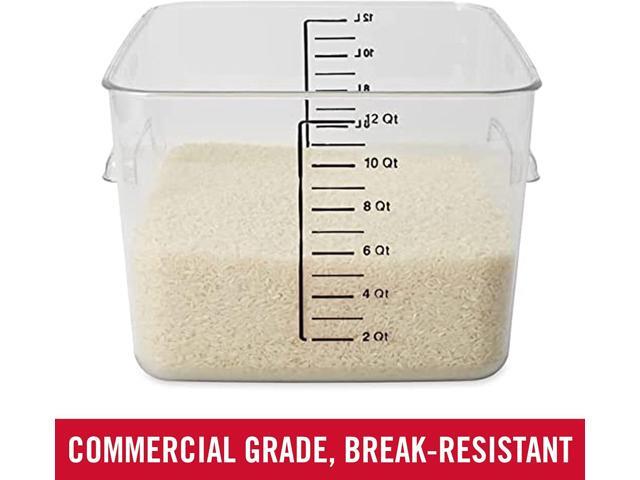 Rubbermaid Commercial Products, Space Saving Square Food Storage Container, 12 Quart, Clear, for Kitchen/Sous Vide/Meal Prep