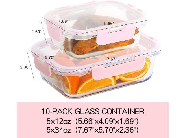 C CREST [10 Pack] Glass Meal Prep Containers, Food Storage Containers with Lids Airtight, Glass Lunch Boxes, Microwave, Oven, Freezer and...