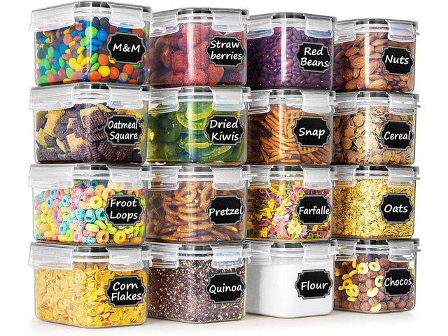 Wildone Cereal & Dry Food Storage Container Set of 16 [0.8L /3.38 Cups] for Sugar, Flour and Baking Supplies, Airtight Leak-proof & BPA Free, with...