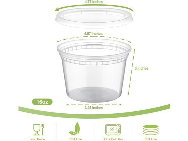 AOZITA 32 Sets 16 oz Plastic Deli Food Containers With Lids, Airtight Food Storage Containers, Freezer/Dishwasher/Microwave Safe, Soup Containers...