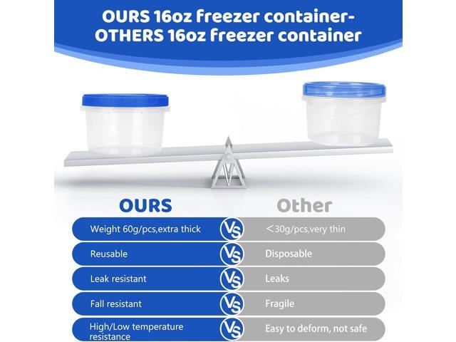 Freezer Storage Containers, [10 Pack-16 oz] Ultra Thick Freezer Containers with Leakproof Twist Top Lids, Heavy Duty BPA Free Stackable Food...