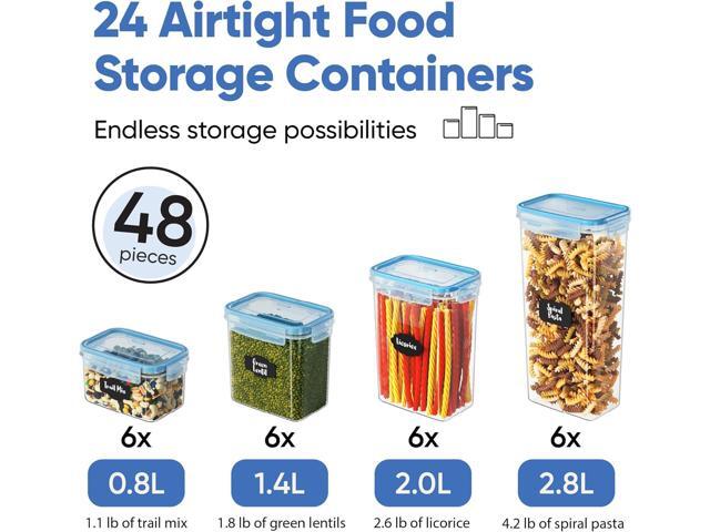Chef's Path Airtight Food Containers with Lids (24 Pack - Blue) Kitchen Pantry Organization - BPA Free Food Storage Organizers for Cereal, Brown...