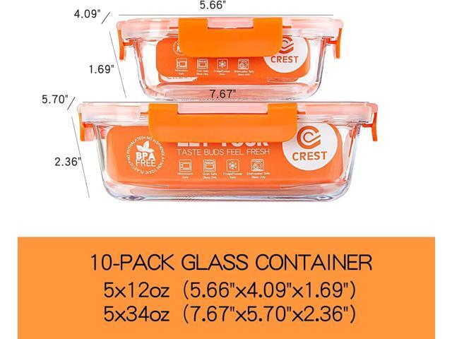 UMEIED 10 Pack Glass Food Storage Containers with Lids Leakproof, Airtight Glass Meal Prep Containers For Lunch, On The Go, Leftover, Dishwasher Safe