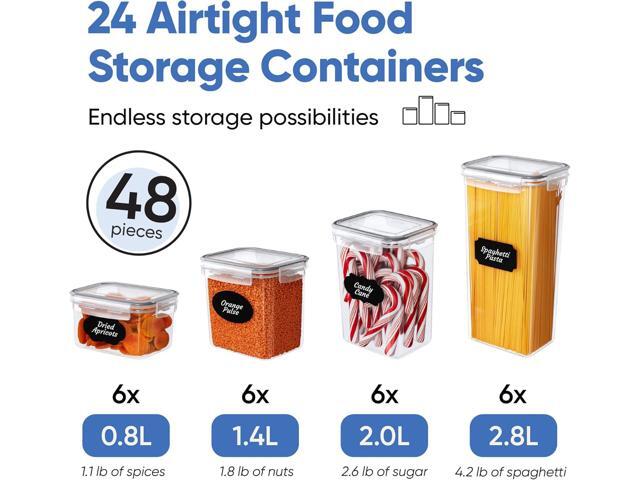 Airtight Food Storage Container Set - 24 Piece, Kitchen & Pantry Organization, BPA-Free, Plastic Canisters with Durable Lids Ideal for Cereal,...