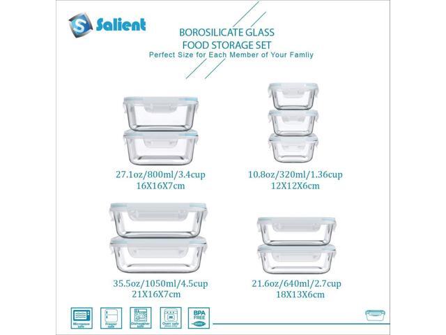 18 Piece Glass Food Storage Containers with Lids, Glass Meal Prep Containers, food storage Containers for Food Storage with Lids, BPA Free & Leak...
