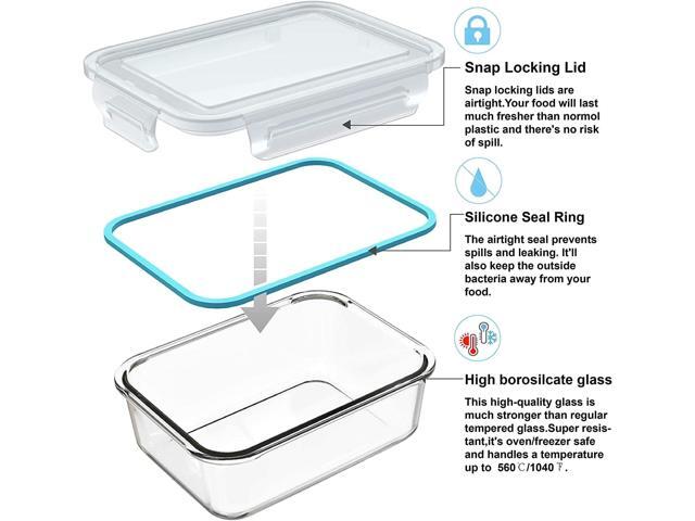 18 Piece Glass Food Storage Containers with Lids, Glass Meal Prep Containers, food storage Containers for Food Storage with Lids, BPA Free & Leak...