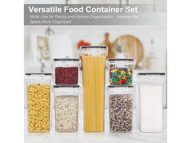Airtight Food Storage Containers with Lids, 7 PCS BPA Free Kitchen Canisters for Spaghetti, Pasta, Dry Food, Flour and Sugar, Plastic Canisters for...