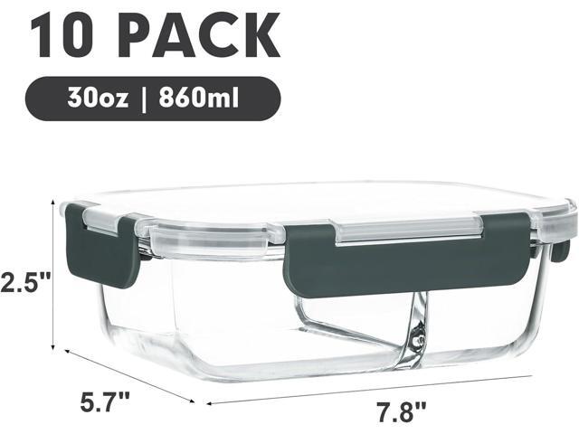 M MCIRCO 10-Pack,30 Oz Glass Meal Prep Containers 2 Compartments Airtight Lunch Bento Boxes with Lids, Glass Food Storage Containers, Microwave,...